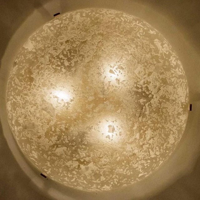 Vintage Round Snowflake Glass Flush Mount, Germany, 1970 For Sale - Image 6 of 12