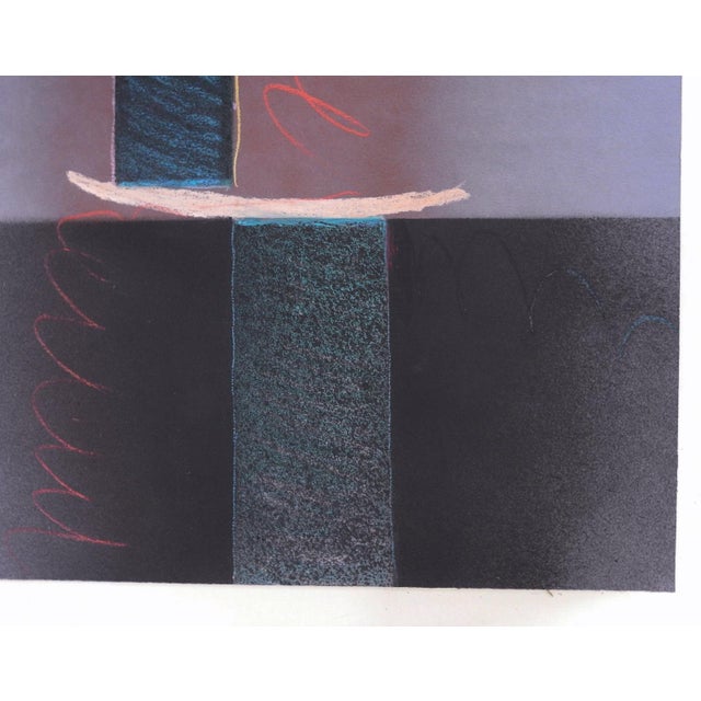 Contemporary Vintage 1970s Abstract Lavender Black Pink Painting For Sale - Image 3 of 3