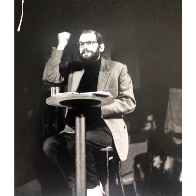 Allen Ginsberg reading Howl and other poems at Living Theater in 1959. signed in ink and with photographer stamp verso and...