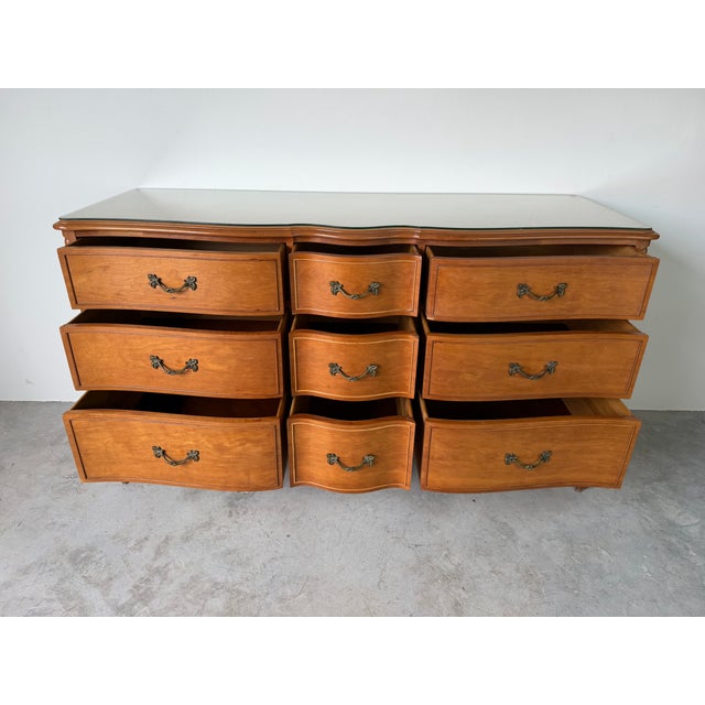 Drexel Touraine French Provincial Louis XV Style Nine Drawer Dresser For Sale - Image 4 of 18