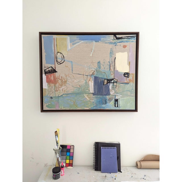 Framed Abstract Oil Painting on Linen "Disturbances" For Sale - Image 4 of 5