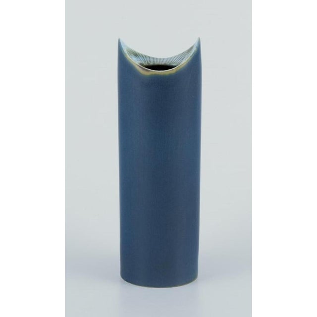 Ceramic Modernist Ceramic Vase in Blue Glaze by Lisa Larson for Gustavsberg, Sweden, 1960s For Sale - Image 7 of 7