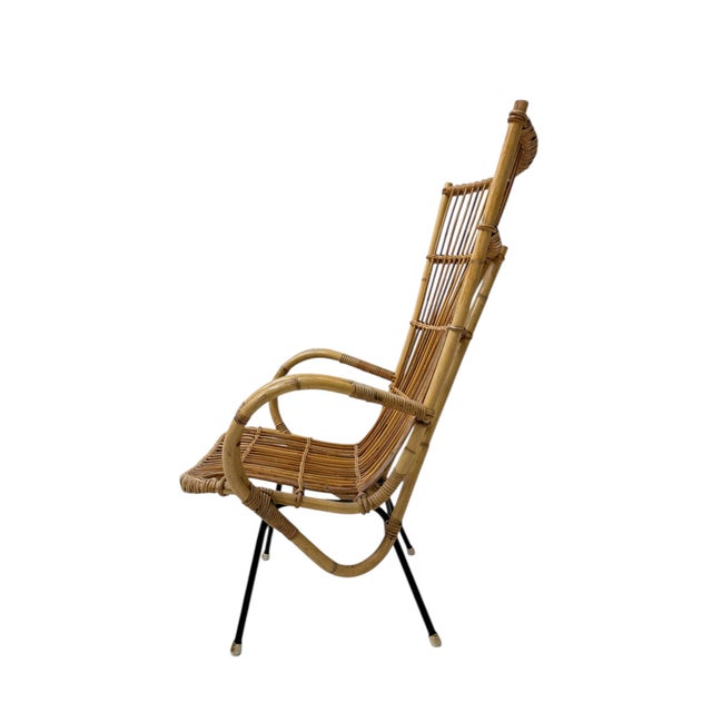 Mid-Century Modern Italian High Back Armchair, 1960s For Sale - Image 6 of 9