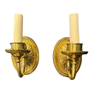 1920 Gilt Bronze One Light Sconces - a Pair