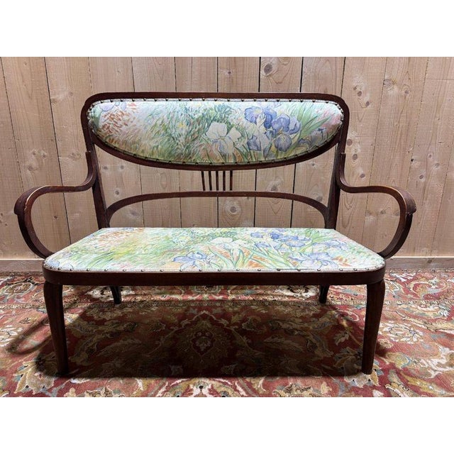 Upholstered Mahogany Bench from Thonet For Sale - Image 4 of 10