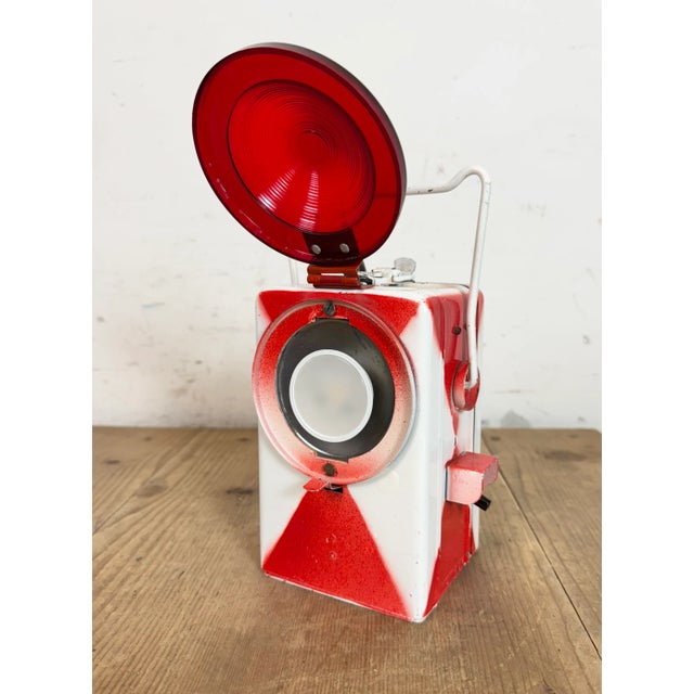 Vintage Industrial Red Railway Lantern, 1980s For Sale - Image 12 of 18