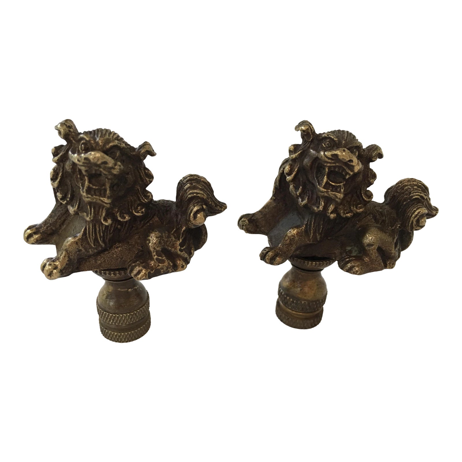 Bronze Foo Dog Lamp Finials a Pair Chairish
