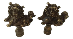 Bronze Foo Dog Lamp Finials – a Pair