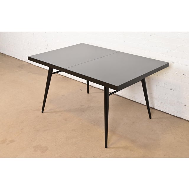 Black Paul McCobb Planner Group Mid-Century Modern Black Lacquered Extension Dining Table, Newly Refinished For Sale - Image 8 of 13