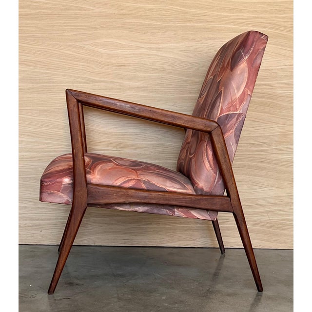 Mid 20th Century Mid 20th Century Pair of Scandinavian Mid-Century Modern Colorful Teak Club Armchairs For Sale - Image 5 of 18