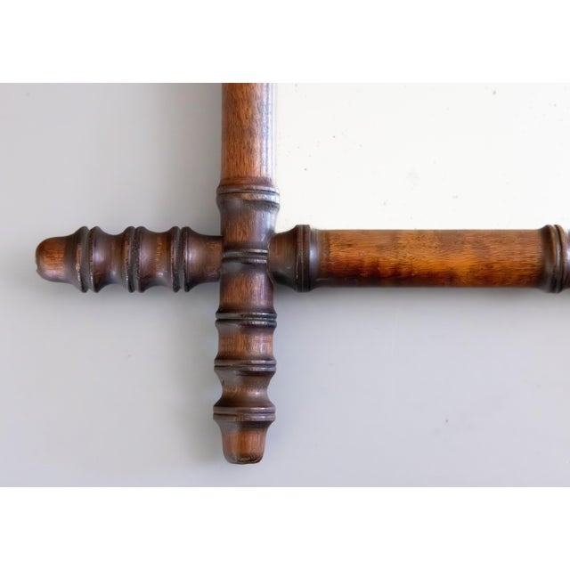 Antique 19th Century French Faux Bamboo Carved Mirror For Sale - Image 4 of 6