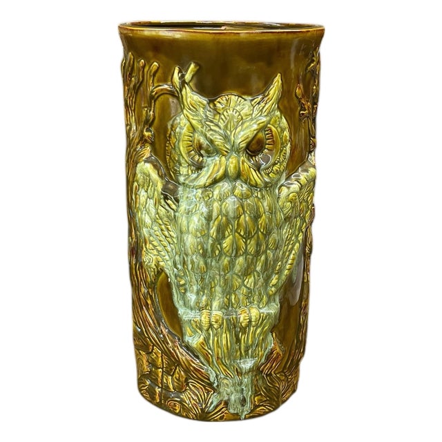 Vintage Mid Century Owl Umbrella Stand For Sale