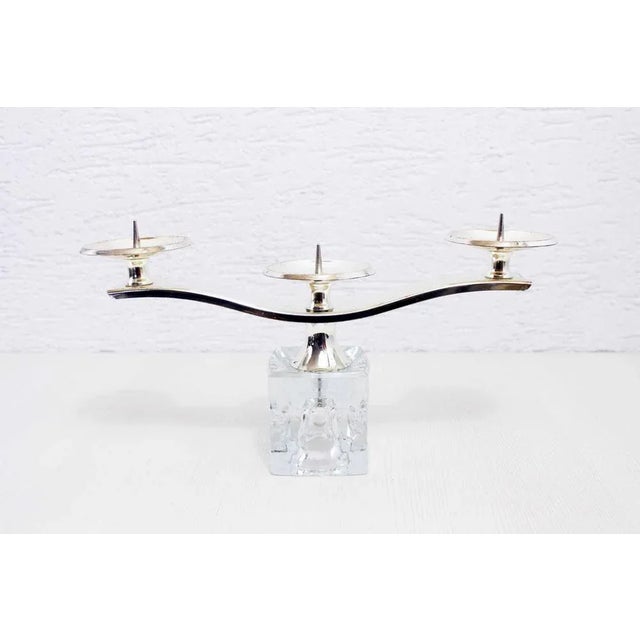 Candleholder in Glass and Silver Metal from Peill & Putzler, 1970s For Sale - Image 12 of 12