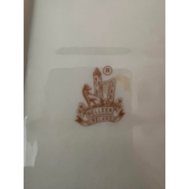 1980s Belleek Forest Cottage Covered Butter Dish 7th Gold/Brown Mark, Ireland For Sale - Image 10 of 10