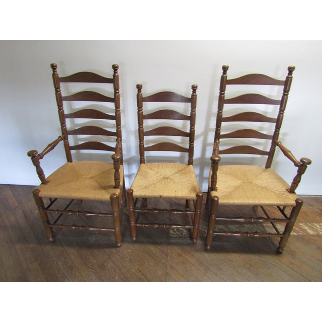 Pennsylvania House Pennsylvania House Solid Cherry Set of Six Ladder Back Rush Seat Chairs. For Sale - Image 4 of 10