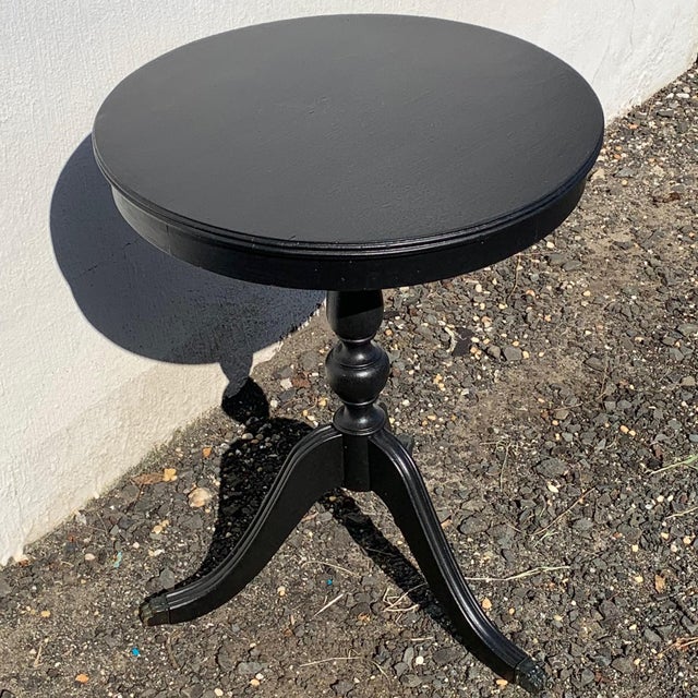 1940s Small Black Round Accent Table Chairish