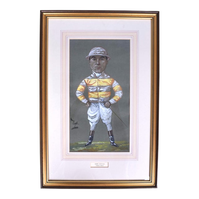 Sam Loates (1865-1932) Jockey Pastel Watercolour Caricature Portrait by Nap For Sale