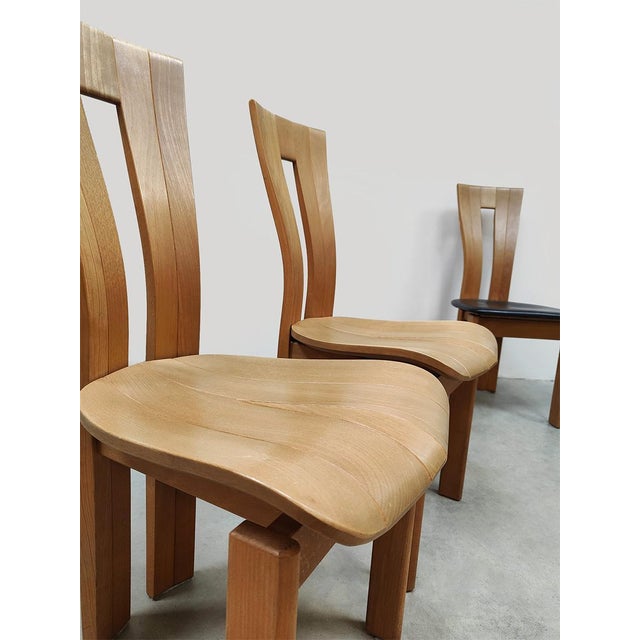 1970s Vintage French Wooden Dining Chairs in the style of Pierre Chapo, 1970s, Set of 3 For Sale - Image 5 of 6