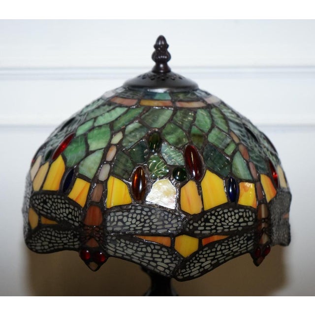 Vintage Tiffany Style Dragonfly Table Lamp For Sale - Image 5 of 11