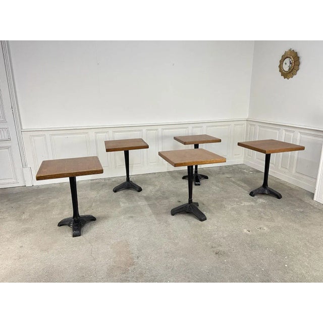 Wood Vintage Art Deco Brasserie Table in Cast Iron and Wood, 1920s For Sale - Image 7 of 8