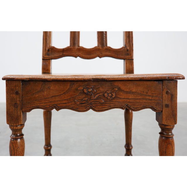 Brown Antique Carved Oak Side Chair, France For Sale - Image 8 of 17