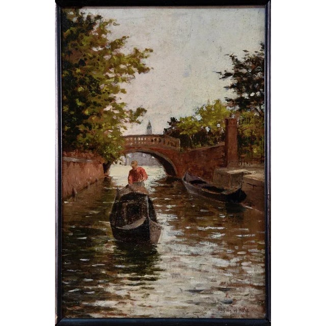 Pietro Fragiacomo, Canal of Venice, 1900s, Oil on Panel For Sale - Image 5 of 7