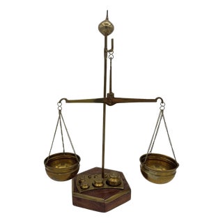 Precision Scale in Brass and Wood, 1920s For Sale