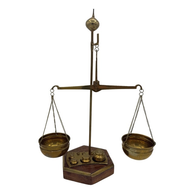 Precision Scale in Brass and Wood, 1920s For Sale