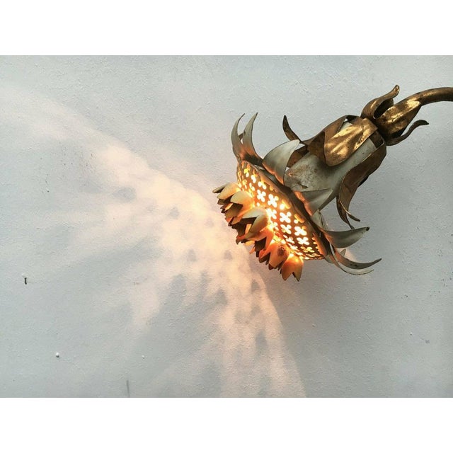 Mid-Century Italian Metal Sunflower Wall Lamp, 1960s For Sale - Image 5 of 18