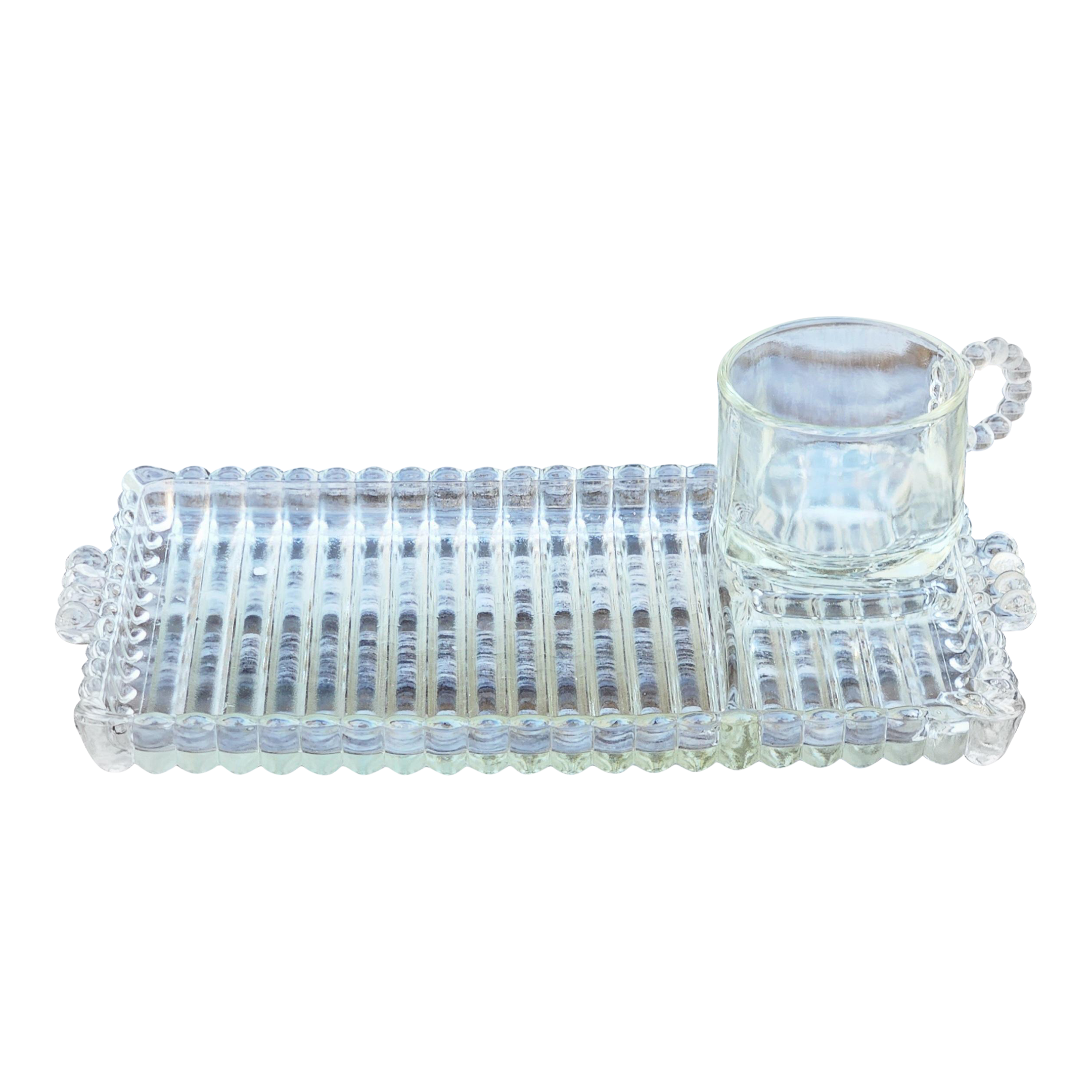 1940s Hazel-Atlas Sip and Smoke Glass Tray With Cup | Chairish