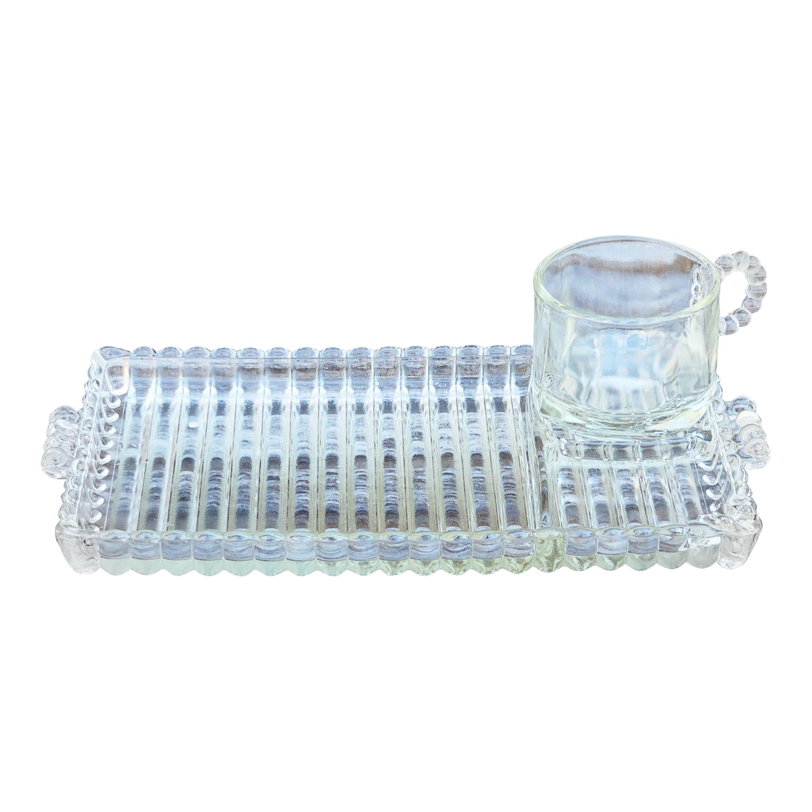 1940s Hazel-Atlas Sip and Smoke Glass Tray With Cup | Chairish