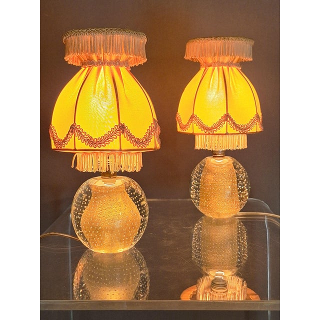 Small Murano Glass Lamps in the style of Archimede Seguso, 1970s, Set of 2 For Sale - Image 4 of 6