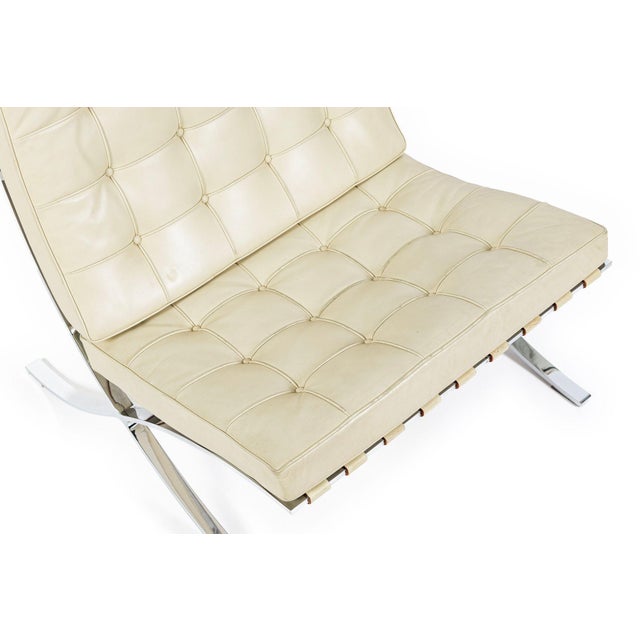 Mid Century Cream Barcelona Chairs by Mies Van Der Rohe for Knoll, 1980s For Sale - Image 10 of 18