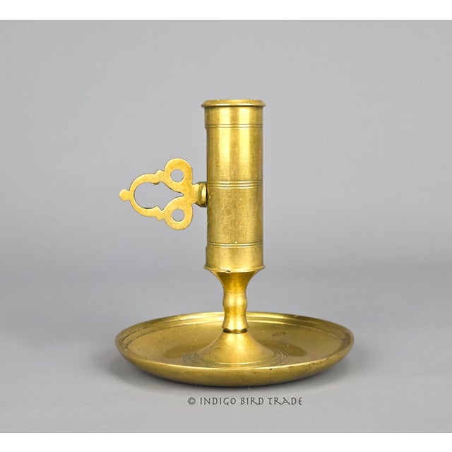 Early 20th Century Antique Swedish Solid Brass Push-Up Candlestick Holder For Sale - Image 5 of 9