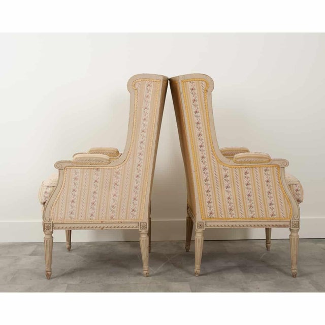 Cream French Pair of 19th Century Louis XVI Style Bergeres For Sale - Image 8 of 10