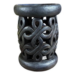 Vintage Tribal Nobility Wood Bamileke Stool/Side Table Cameroon 17" H For Sale