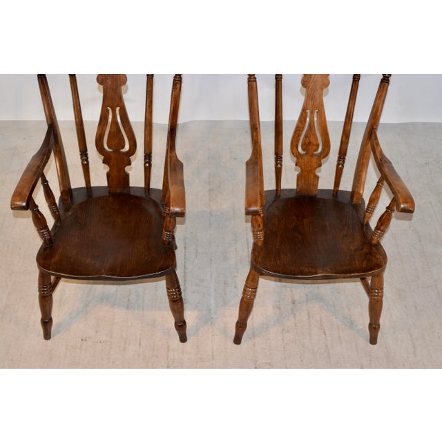 19th C Pair of Lancashire Ladder Back Armchairs For Sale - Image 9 of 13