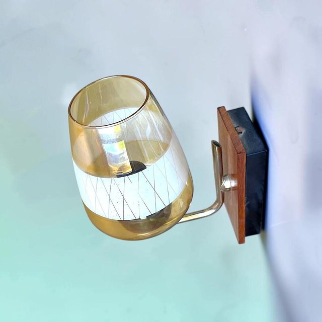 Mid-Century Modern Danish Modern Teak and Amber Glass Wall Sconce, 1960s For Sale - Image 3 of 10