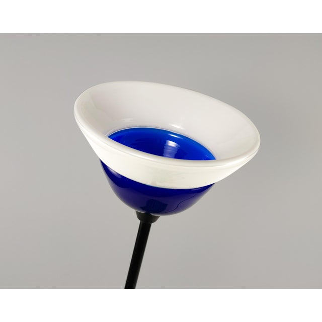 A very scarce vintage postmodern table lamp designed by italian artist-designer, gigi marcazzan (1952-) for murano...