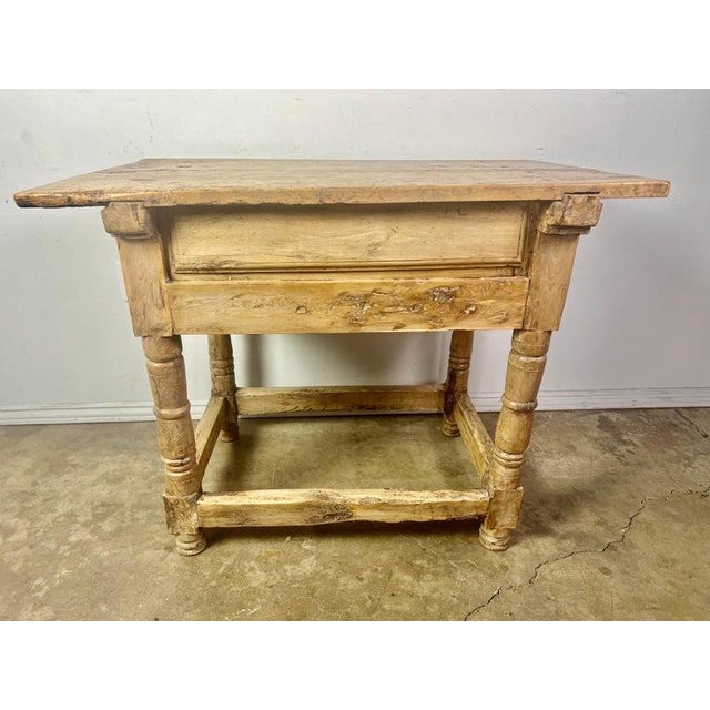 18th Century Bleached Walnut Spanish Colonial Table With Two Drawers For Sale - Image 12 of 18