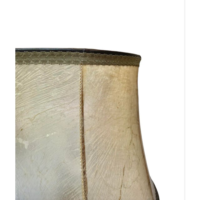 French Mid 20th Century Pewter Candlestick Lamp With Original French Shade For Sale - Image 3 of 6