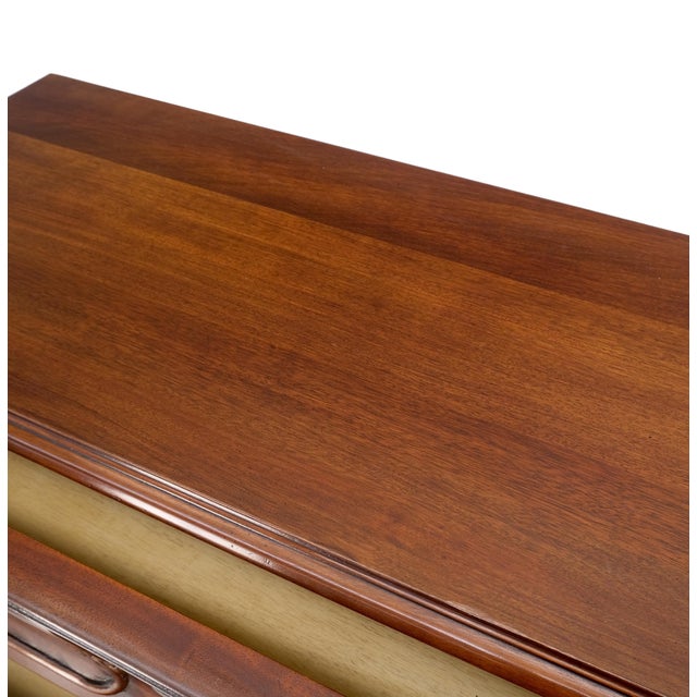 Bombe Country French carved cherry 3 drawer dresser brass hardware pulls mint!