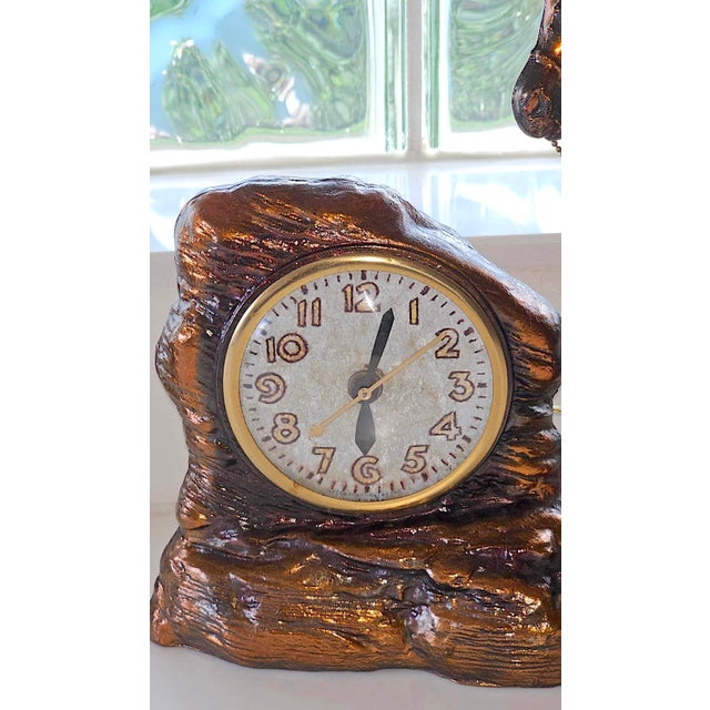 1940s Vintage Copper Horse Mantel Clock by Wm. L. Gilbert – Electric Western Shelf Clock, New Haven Era Antique Collectible For Sale - Image 5 of 18
