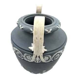 Rare Late 18th Century Antique Wedgwood Urn in Pale Blue and on a Pedestal Base For Sale