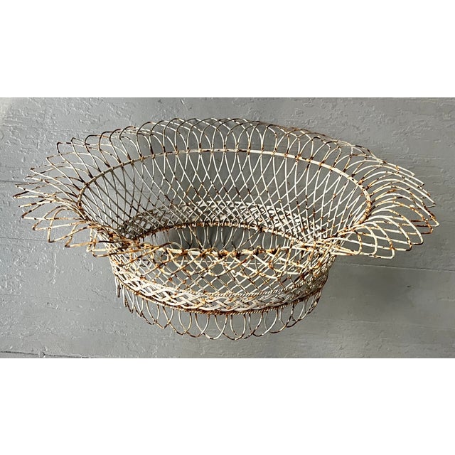 Antique 19th Century French Victorian Oval Wire Garden Basket or Planter For Sale - Image 12 of 12