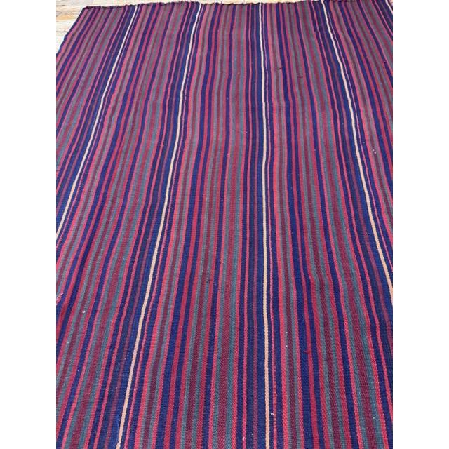 1950s Vintage Geometric Flatweave Wool Turkish Decorative Kilim Square Rug For Sale - Image 4 of 5
