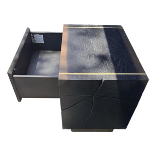 Mihaela Wood Closed Nightstand Retro Oak Nightside Table With Drawer Barrel Inspired For Sale
