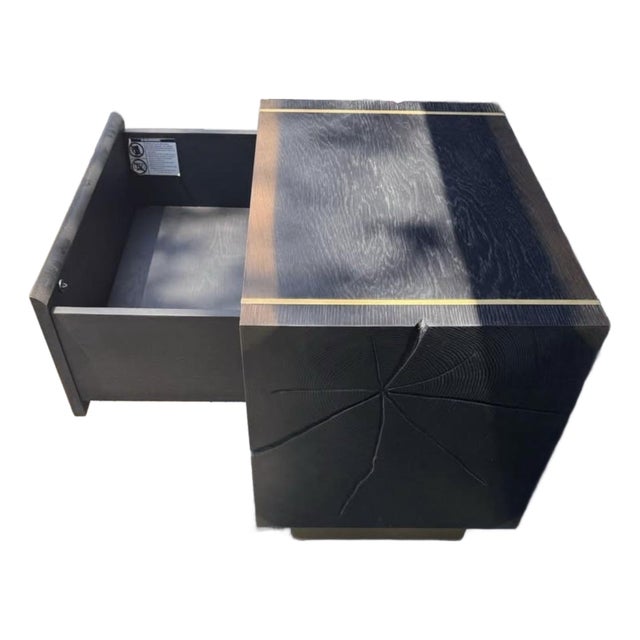 Mihaela Wood Closed Nightstand Retro Oak Nightside Table With Drawer Barrel Inspired For Sale