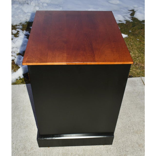 Vtg. Ethan Allen Black & Cherry Two Door Transitional Style Cabinet For Sale - Image 9 of 13