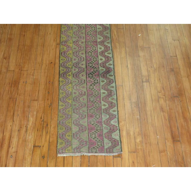 Zabihi Collection Narrow Antique Turkish Runner - 1'7" x 10'5" For Sale - Image 4 of 6